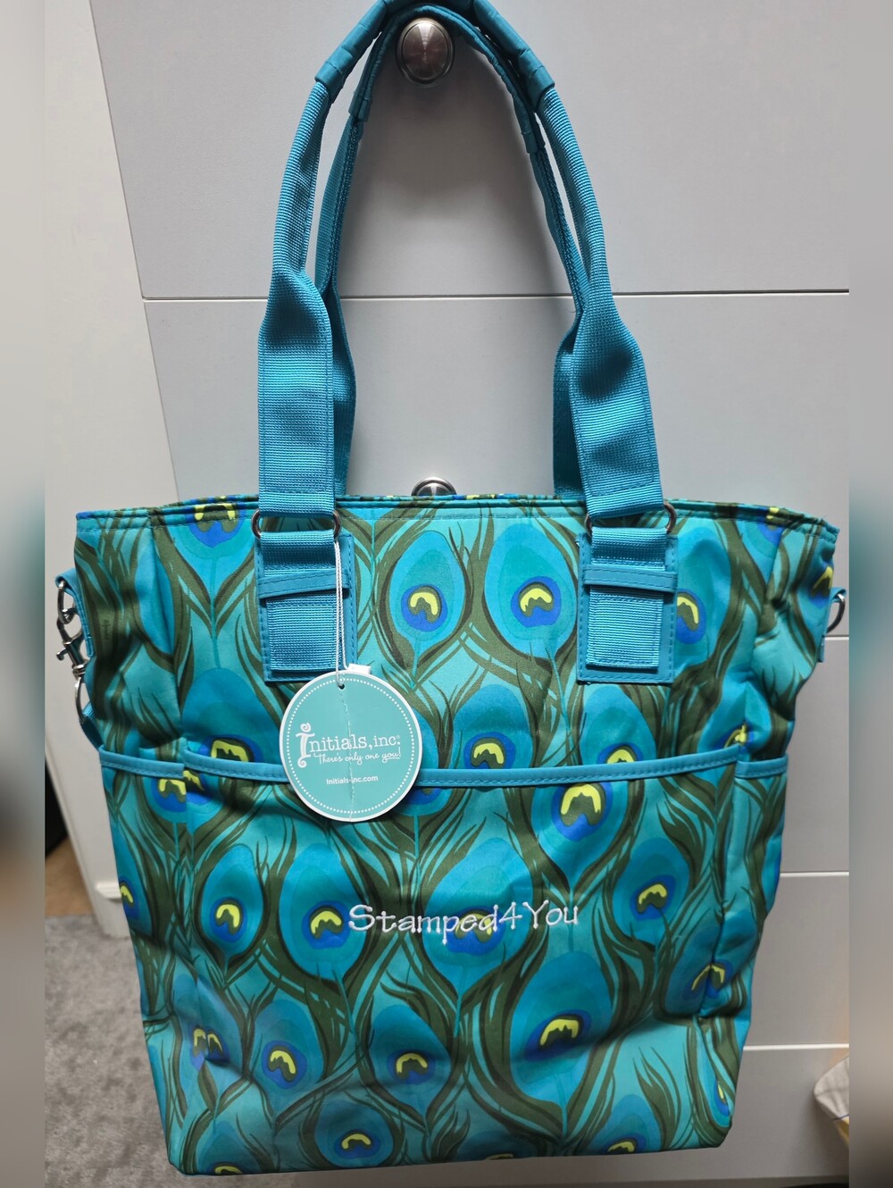 INITIALS, INC. Peacock Print Travel Tote Bag NWT
